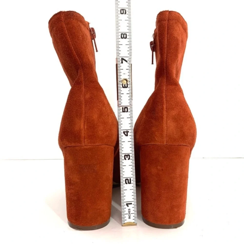 Urban Outfitters Boots Burnt Orange Suede Leather Heeled Ankle Boots Size 9